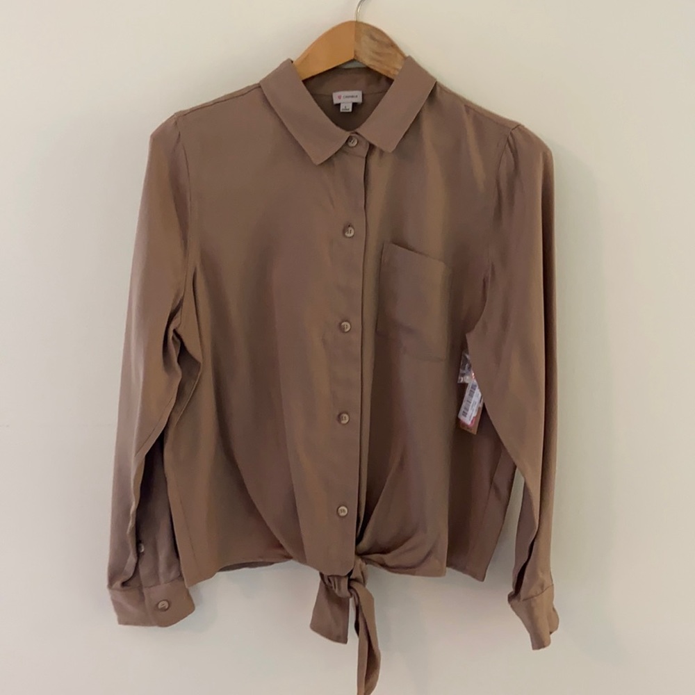 Cremieux Tan Blouse size large NWT
